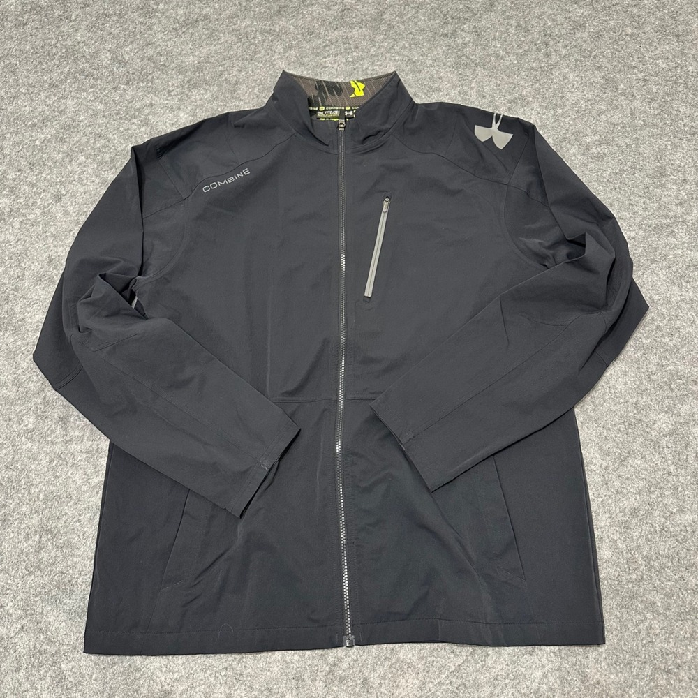 Under Armour Combine Jacket Mens 2XL Black Full Zip Athletic Loose Fit Track Top